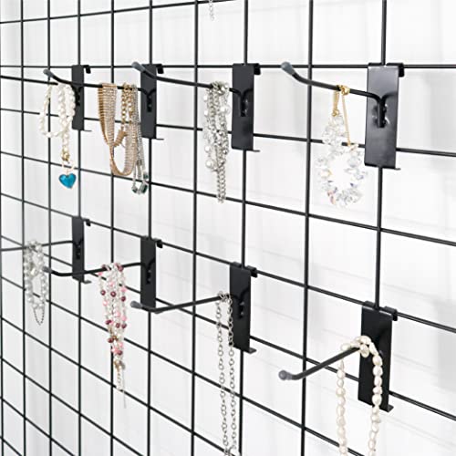 HUHOLE 50 Pack 4 Inch Black Gridwall Hooks Metal Display Hangers | Fits 3 x 3 Inch Wire Grid Panels, 20 lb Capacity Hooks for Retail Store, Craft Fair, Jewelry Rack and Garage Organizer - size: 4 Inch