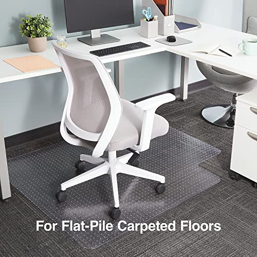 Staples Office Chair Mat, Clear Floor Mats with Lip, Flat-Pile Carpets, Extended Under-Desk Coverage, 53 x 45 Inch, Smooth Glide - size: 45" x 53", style: Flat-Pile