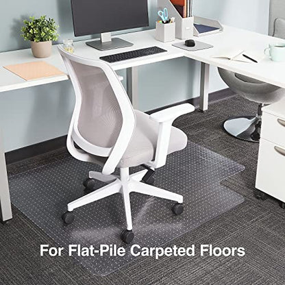 Staples Office Chair Mat, Clear Floor Mats with Lip, Flat-Pile Carpets, Extended Under-Desk Coverage, 53 x 45 Inch, Smooth Glide - size: 45" x 53", style: Flat-Pile