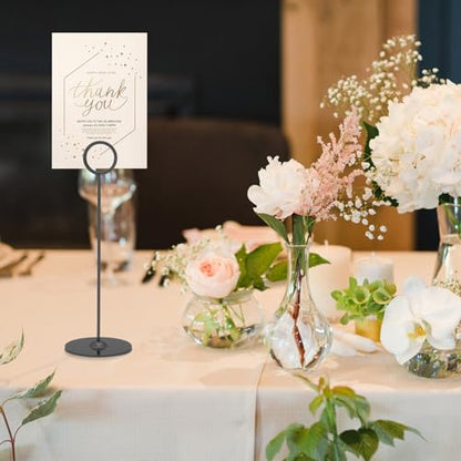Urban Deco 16 Pieces Table Card Holder 8 inches Table Number Holders Place Steel Card Holders for Photos, Food Signs, Memo Notes, Weddings, Restaurants, Birthdays (Black) - color: Black