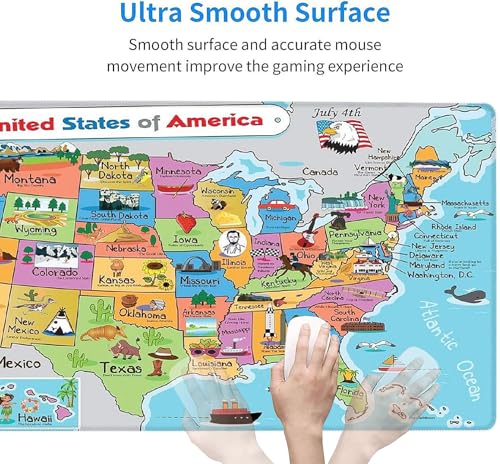 31.5x11.8 Inch Non-Slip Long Extended Large Gaming Mouse Pad with Stitched Edges XL Laptops Keyboard Mouse Mat(American Map) - color: American Map