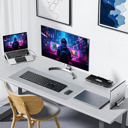 ALOANES Waterproof Mouse Pad with Durable Stitched Edge, Gaming Keyboard, Non-Slip Rubber Base Mouse Mat, Extended Desk pad for Gamer, Office& Home, Gray Mousepad 3XL(35.43"x15.74"x0.12") - color: 00- Gray, size: 3XL(35.4" x 15.7")