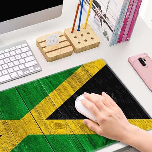 Gaming Mouse Pad, Large Mouse Pads for Desk, Non-Slip Rubber Base Mousepad, Keyboard Mouse Mat, Desk Pad with Stitched Edges, 31.5x11.8inch, Jamaican Flag - color: Jamaican Flag