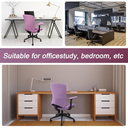 Tallew 4 Pcs Office Chair Covers Set Computer Universal Protective Stretchable Chair Seat Covers Desk Armrest Slipcovers Pads Office Cushion Backrest for Rotating (XL,Lilac Purple) - color: Lilac Purple