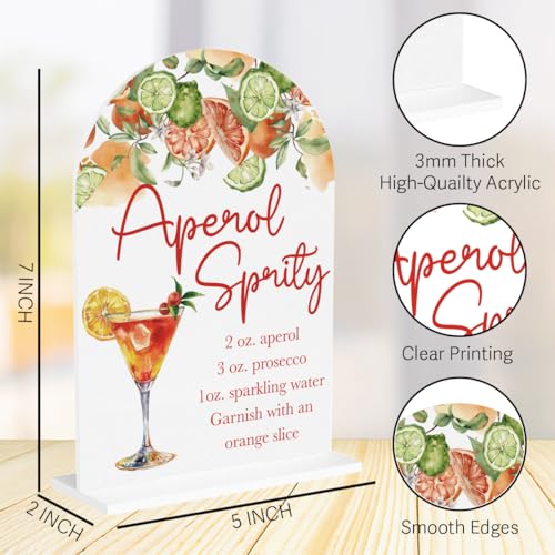 Aperol Spritz Decor Sign for Wedding Acrylic Arch Wedding Bridal Shower Baby Shower Welcome Table Signs for Ceremony and Reception Decor Aperol Spritz Party Decorations Gift 7 x 5 Inches - color: Aperol