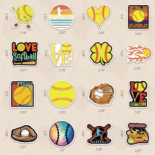 DETICKERS Baseball Stickers for Boys Kids 100 PCS Waterproof Vinyl Baseball Helmet Stickers for Teen Boys - style: Baseball