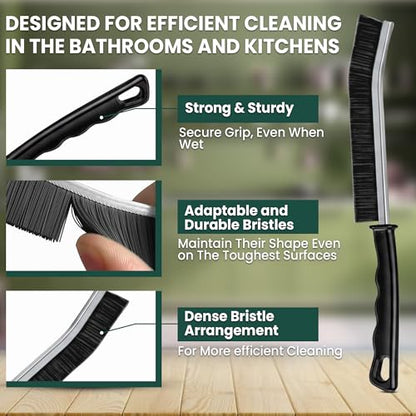 8 Pcs Crevice Cleaning Brush Set – Hard Bristle Cleaning Tools for Grout, Gaps & Narrow Spaces – Multi-Purpose Grout Brush, for Cleaning Bathroom, Shower, Window Tracks, Kitchen - color: Black, White, Red, Yellow