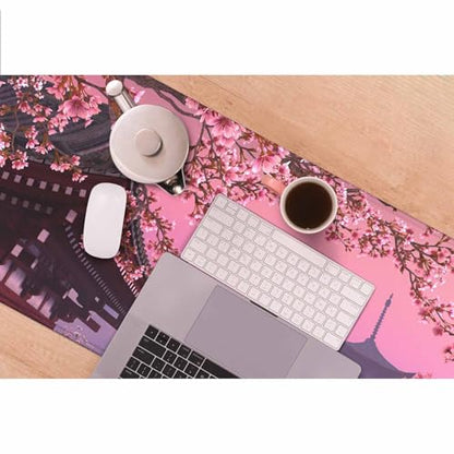 Cherry Blossoms Tree Mouse Pad Japanese Mount Fuji Spring Landscape Keyboard Mat Large Gaming Mousepad for Desk,Office,Bed 35.4"X15.7" - color: Cherry Blossoms tree