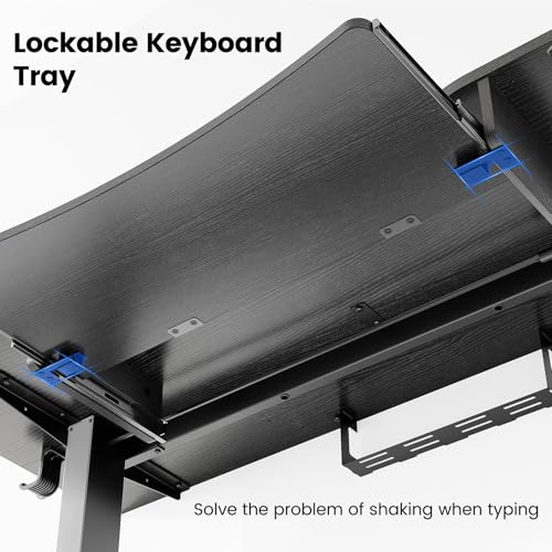 HUANUO 55" x 26" Electric Standing Desk with 2 Drawers & 26.7" Large Keyboard Tray, C-Clamp Mount Compatible, Adjustable Computer Desk for Home Office, Stand Up Desk with 4 Height Presets, Black - color: Black, size: 55" x 26"