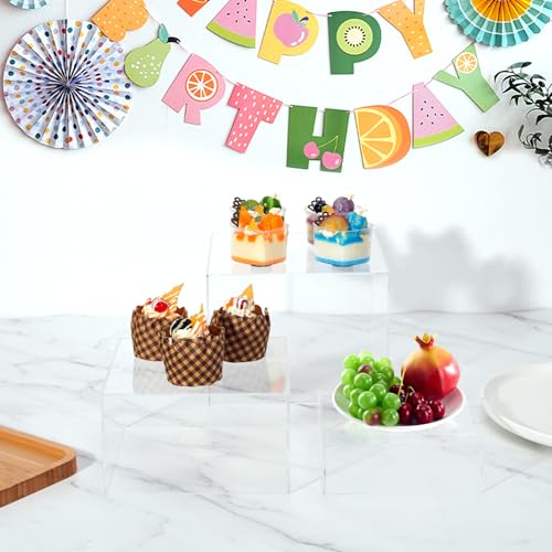 3Pcs Clear Acrylic Risers Display Stand, Acrylic Cube Box Stackable Nesting | Buffet Risers with Hollow Bottom Display Showcase for Figures Jewelry Perfume Handbag Food Dessert Party Show - color: Clear-3pcs