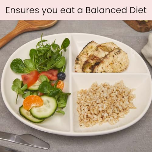 Uba Portion Control Plate (PORCELAIN) for Adults for Healthy Diet (White, 1)