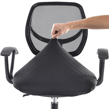 Stretch Jacquard Office Chair Cover, Removable Washable Desk Chair Cover, Anti-dust Seat Cushion Protectors - Black - color: Black, size: Chair Seat Cover