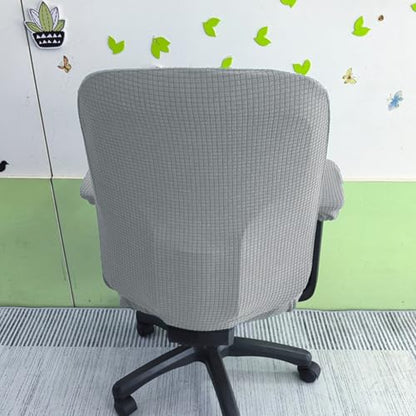HAPPYDOG 4 Pcs Office Chair Covers Set Stretchable Protective Rotating Computer Chair Seat Covers with Armrest Covers (Light Grey) - color: Light Grey