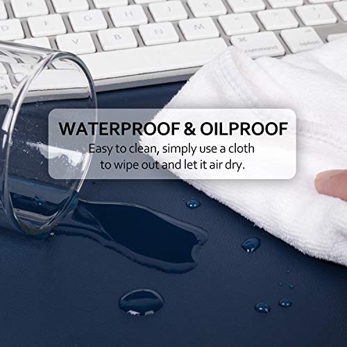 Dark Blue/Yellow Dual-Sided PU Leather Desk Pad, Upgraded Sewing Laptop Mat, Waterproof Large Mouse Pad, Non-Slip Writing/Painting Mat Desk Blotter Protector for Office/Home 31.5"x15.8" (80x40cm) - color: Dark Blue/Yellow