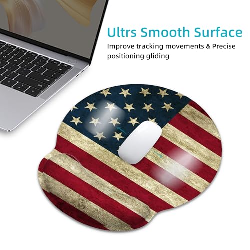 Ergonomic Mouse Pad with Wrist Support,American Flag Mouse Pad with Wrist Rest,Relieve Wrist Pain Mousepad Non-Slip Rubber Base,Mouse Pads for Desk,Computers,Laptop,Office,Home,Gaming,Accessories - color: American Flag