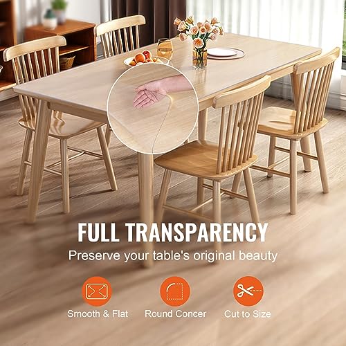 VEVOR Clear Table Cover Protector, 24" x 48"/613 x 1230.2 mm Table Cover, 1.5 mm Thick PVC Plastic Tablecloth, Waterproof Desktop Protector for Writing Desk, Coffee Table, Dining Room Table - size: 48" x 24" (Rectangular)