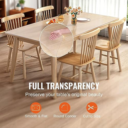 VEVOR Clear Table Cover Protector, 24" x 48"/613 x 1230.2 mm Table Cover, 1.5 mm Thick PVC Plastic Tablecloth, Waterproof Desktop Protector for Writing Desk, Coffee Table, Dining Room Table - size: 48" x 24" (Rectangular)