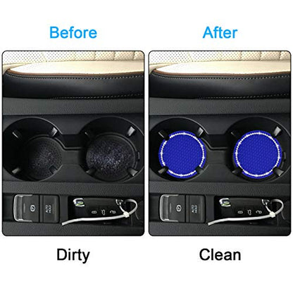 Bling Car Coasters, Wisdompro 2 Pack PVC Car Cup Holder Insert Coaster - Anti Slip Universal Vehicle Interior Accessories Crystal Glitter Cup Mats for Women and Men (2.75" Diameter, Blue) - color: Blue