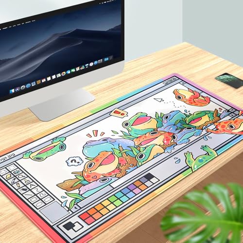 Frogs Mouse Pad Large Gaming Mousepad XXL Cool Frogs Desk Mat Cute Extended Desk Pad Computer Laptop Keyboard Pad Long Big Mouse Mat Desk Decor Accessories 31.5x15.7 in - color: Frogs