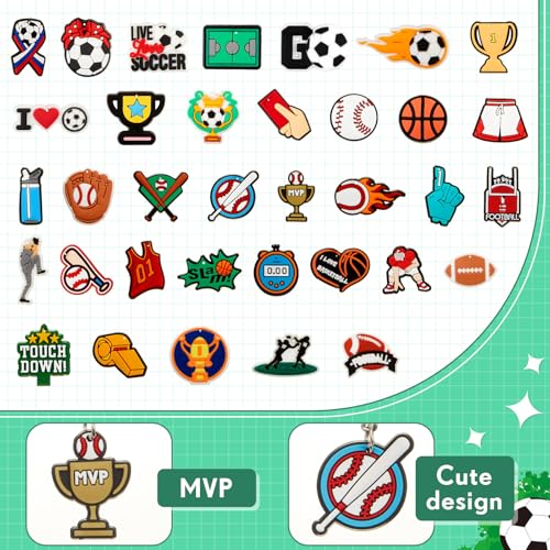 Batiyeer 36 Pack Basketball Keychains Bulk Basketball Party Favors Sports Key Chains Funny Ball Key Ring for Women Men Sport Team Players Birthday Carnival Prizes Gift Fillers - style: Sport