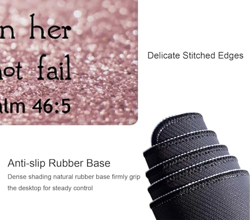 Bible Verse Gaming Mouse Pad Large, Keyboard Mouse Mat Desk Pad, Non-Slip Rubber Base with Stitched Edges Mousepad, 31.5X11.8 inch - Psalm 46:5 God is Within Her,She Will not Fall - color: God is Within Her,she Will Not Fall