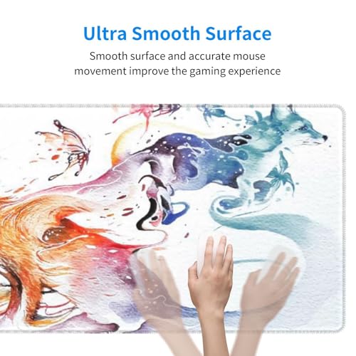 Watercolor Foxes and Butterflies Mouse Pad Large Gaming Mousepad Non-Slip Rubber Base Keyboard Mouse Mat for Laptop Keyboard Desktop 31.5 x 11.8 inch - color: Watercolor Foxes And Butterflies