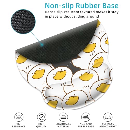 Ergonomic Mouse Pad with Wrist Support,Black and White Duck Mouse Pad with Wrist Rest,Relieve Wrist Pain Mousepad Non-Slip Rubber Base,Mouse Pads for Desk,Computers,Laptop,Office,Home,Accessories - color: Black And White Duck