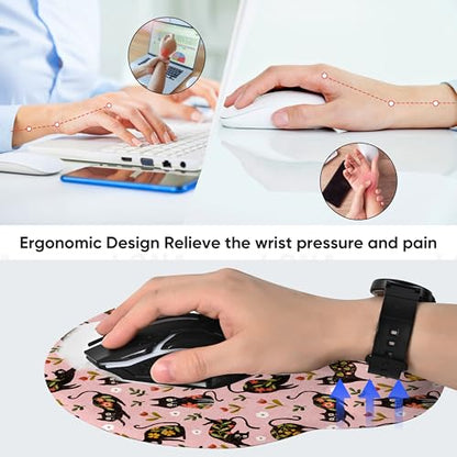 RICHEN Ergonomic Mouse Pad with Wrist Support,Non-Slip Rubber Base for Computer Laptop & Mac,Lightweight Rest for Home,Office & Travel (Flowers Cats) - color: Flowers Cats