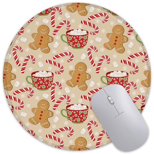 Merry Chrismas Mouse Pad Round Mouse Mat, Non-Slip Rubber Base Mousepad with Stitched Edge for Wireless Computer Laptop Office Desk Accessories 8 x 8 Inches - color: Merry Xmas 03