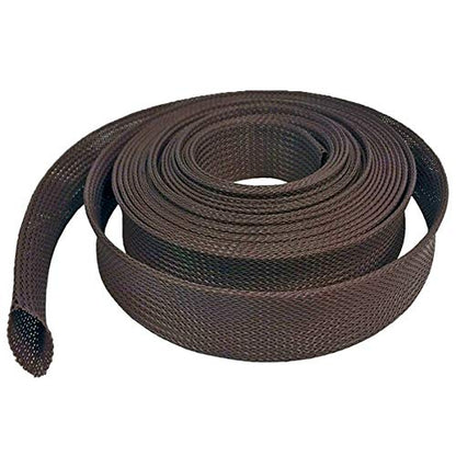 Electriduct 1/2" Chewing Resistant Braided Sleeving Repulsive Hose Wire Mesh Cable Protection Flexible Expandable Wrap - 100 Feet - color: Expandable (Dark Brown), size: 0.5 Inch - 100 Feet