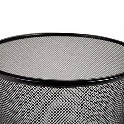 2-Pack 6-Gallon Round Steel Mesh Trash Can, Recycling Wastebasket, Black | Versatile and ventilated bin measures 13.75" high with a 11.5" top diameter - color: Black