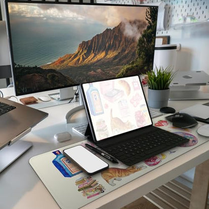 MAY FLOWER Gaming Mouse pad, Large Laptop Mousepad, Full Keyboard Mat, Long Computer Mouse Mat for Home and Office, Anti-Slip Rubber Base, 31.5 x 11.8 Inches (Cozy Stickers) - color: Cozy Stickers