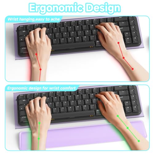 Computer Keyboard Stand and Wrist Rest Set, Keyboard Holder with Wrist Pad, Computer Wrist Support Pad, Keyboard Riser Holder with Wrist Pad for Office Home (Purple) - color: Purple