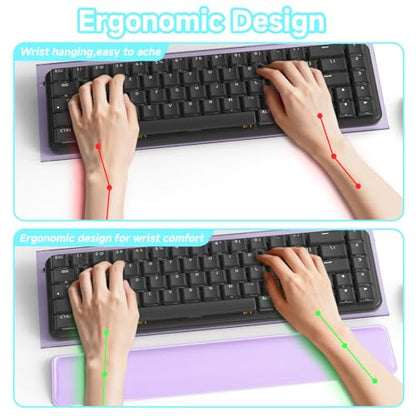 Computer Keyboard Stand and Wrist Rest Set, Keyboard Holder with Wrist Pad, Computer Wrist Support Pad, Keyboard Riser Holder with Wrist Pad for Office Home (Purple) - color: Purple
