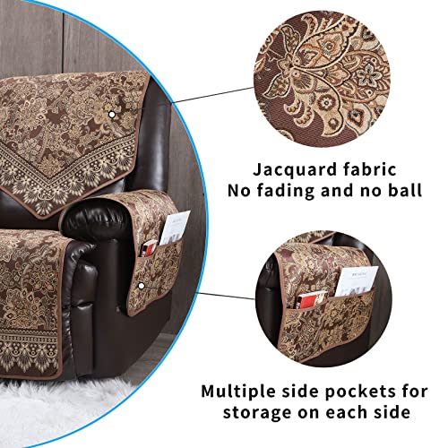 Recliner Chair Covers Non Slip Waterproof Large Recliner Covers for Leather Recliner,Electric Reclining Chair Covers for Living Room Dog Sofa Recliner Cover Furniture Protective Brown - color: Brown