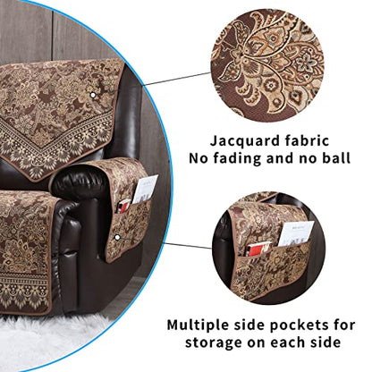 Recliner Chair Covers Non Slip Waterproof Large Recliner Covers for Leather Recliner,Electric Reclining Chair Covers for Living Room Dog Sofa Recliner Cover Furniture Protective Brown - color: Brown