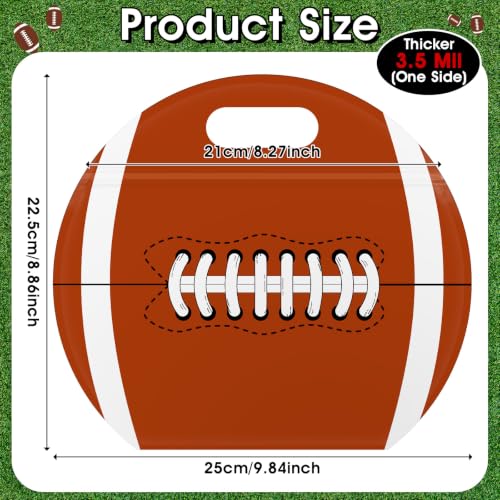 AKAIXI 24pcs 3.5Mil Thickened Football Snack Bags Reusable Sealed Bags | with Handle Stand-up Football Goodie Bags for Team Practice/Game Day Party Supplies, Gifts for Football Lovers Players Coache - color: Football