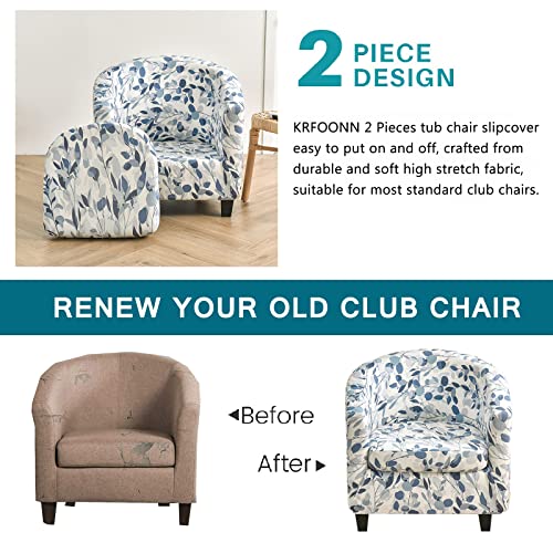 KRFOONN Club Chair Slipcover 2 Piece Stretch Printed Round Barrel Chair Covers Removable Tub Chair Slipcover with Elastic Bottom Chair Coverings Furniture Protector Cover for Living Room, A7 - color: Color A7