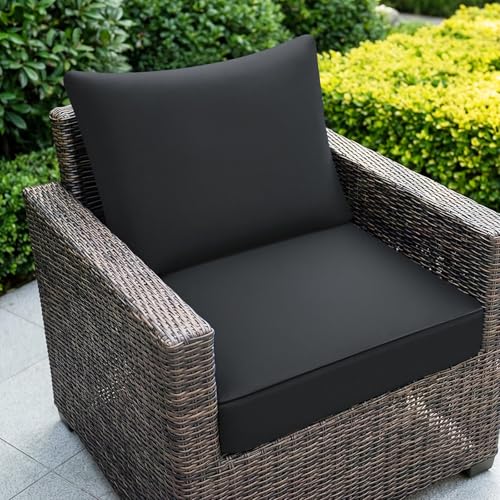 Fabuday Outdoor Chair Cushions Patio Furniture - 22 x 22 Inch Deep Seat & Back Pillow Rain-Proof Cover Removable Replacement with Ties for Wicker Sofa Couch Sunbrella Outside Gray - color: Gray, size: 22 x 22 Inch