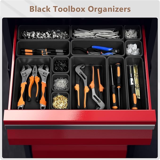 A-LUGEI【Large Size】【5 Pcs】 Tool Box Organizer Tray Divider【Single Size】 Desk Drawer Organizer Bin, Garage Organization and Storage Toolbox for Rolling Tool Chest Cart Cabinet WorkBench Part Widget - size: 5pcs-L Size