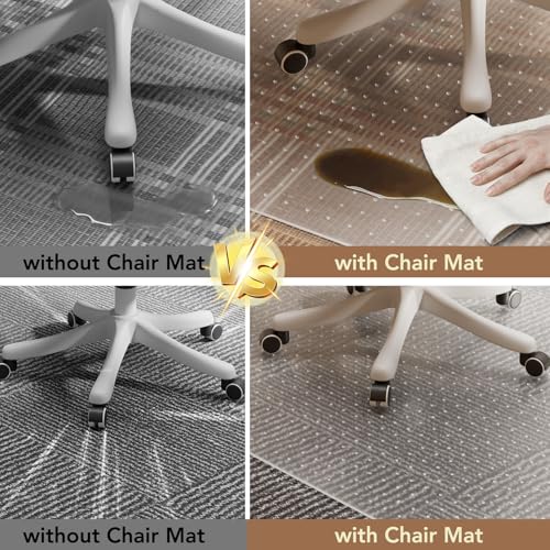 Office Chair Mat for Carpet with Lip, 40" x 50" Clear Plastic Heavy Duty Desk Floor Protector, Low Pile Carpet Saver Mat for Rolling Chairs, Smooth Glide Computer Chair Mat for Office or Home - size: 40"x50"