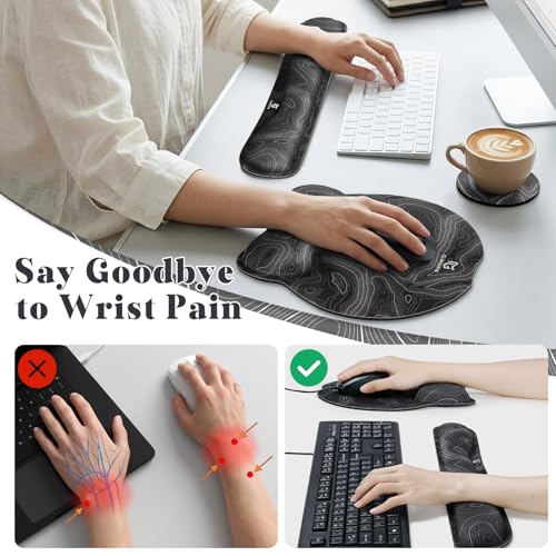 Gimars Upgrade 3 in 1 Enlarge Superfine Smooth Gel Ergonomic Mouse Pad Wrist Support and Keyboard Wrist Rest for Computer, Laptop, Mac, Gaming and Office, Durable, Comfortable and Pain Relief, Map - color: Map