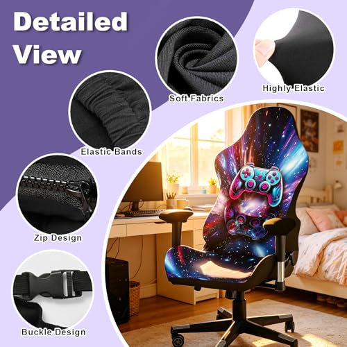 Gaming Chair Covers, 3D Printing Stretchable Soft Non-Slip Easy to Install Gamer Chair Cover with Armrest Cover(No Chair)(A) - color: A