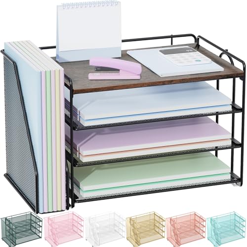 Spacrea Desk Organizers and Accessories, Paper Organizer for Desk with File organizer, Desk Accessories & Workspace Organizers for Catalog & Reference Racks (Wood) - color: Wood