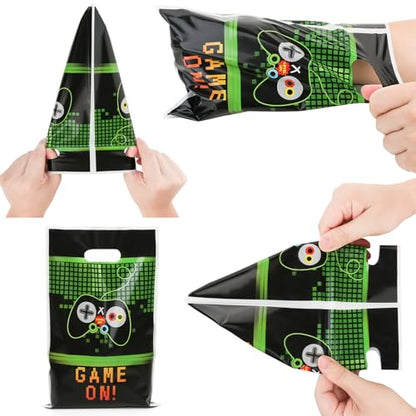 PintreeLand 40PCS Video Games Party Favor Bags, Game On Plastic Goodie Candy Treat Loot Gifts Bags for Video Game Themed Birthday Party Supplies Decoration