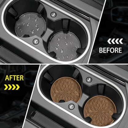 ME.FAN Car Coasters for Cup Holders [4 Pack] - 2.75In Silicone Auto Mug Mats - Universal Non-Slip Recessed Car Interior AccessoriesCoffee - color: 4pack-coffee