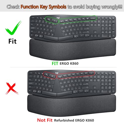 Keyboard Cover Skin for Logitech K860 Ergonomic Keyboard, Logitech Ergo K860 Wireless Ergonomic Keyboard Protector, K860 Split Keyboard Accessories-Black - color: Black, size: K860