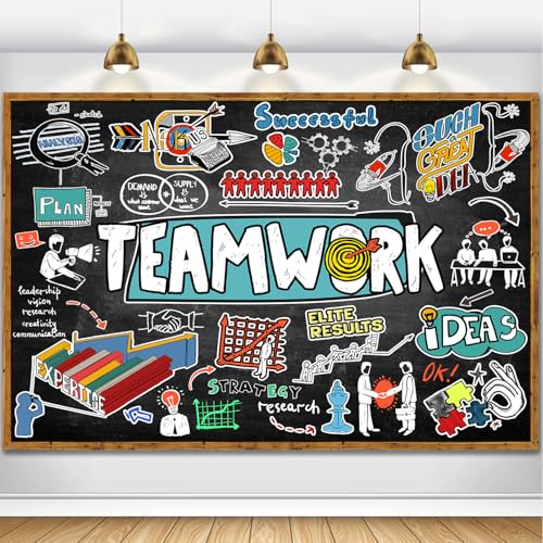 Teamwork Backdrop Teamwork Sketch Notes Graffiti Chalkboard Photography Background Team Work Theme Decoration Banner Portrait Photo Booth Studio Props 7x5ft FU034YL - size: 7x5ft