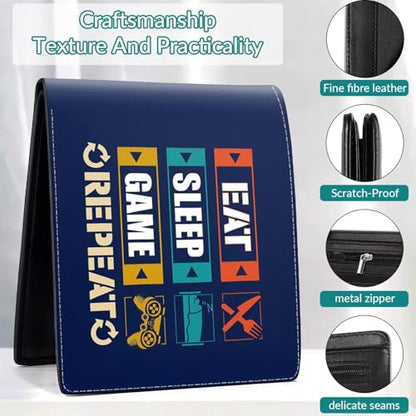 EXXBYELI Boys Wallet Gamepad Leather Wallets Credit Id Card Cash Holder Black Rfid Blocking Zipper Cute Cool Funny Aesthetic Wallets With Coin Pocket Id Window Teen Wallets for Boys Teenager Wallet - color: games-text-2