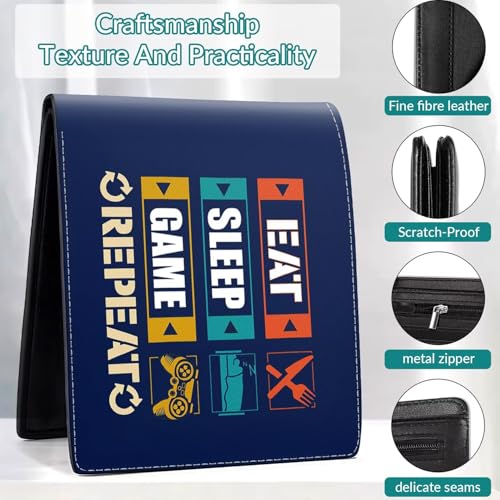 EXXBYELI Boys Wallet Gamepad Leather Wallets Credit Id Card Cash Holder Black Rfid Blocking Zipper Cute Cool Funny Aesthetic Wallets With Coin Pocket Id Window Teen Wallets for Boys Teenager Wallet - color: games-text-2